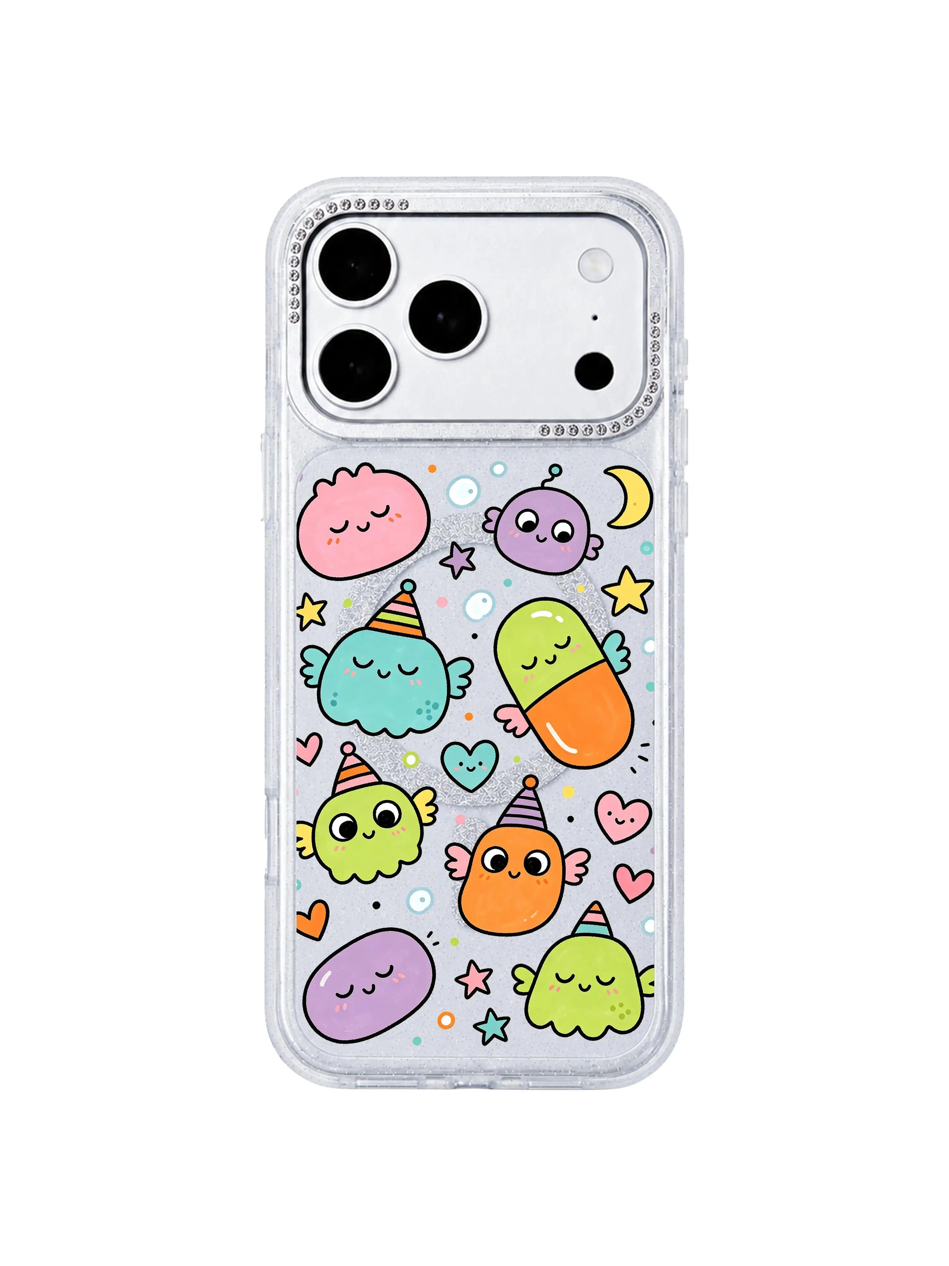 PhoneCasing UV fade-proof vibrant ink color main display Little Monster Daydream iPhone 17 Pro Max casing, long-lasting pastel night sky monster illustration custom phone case