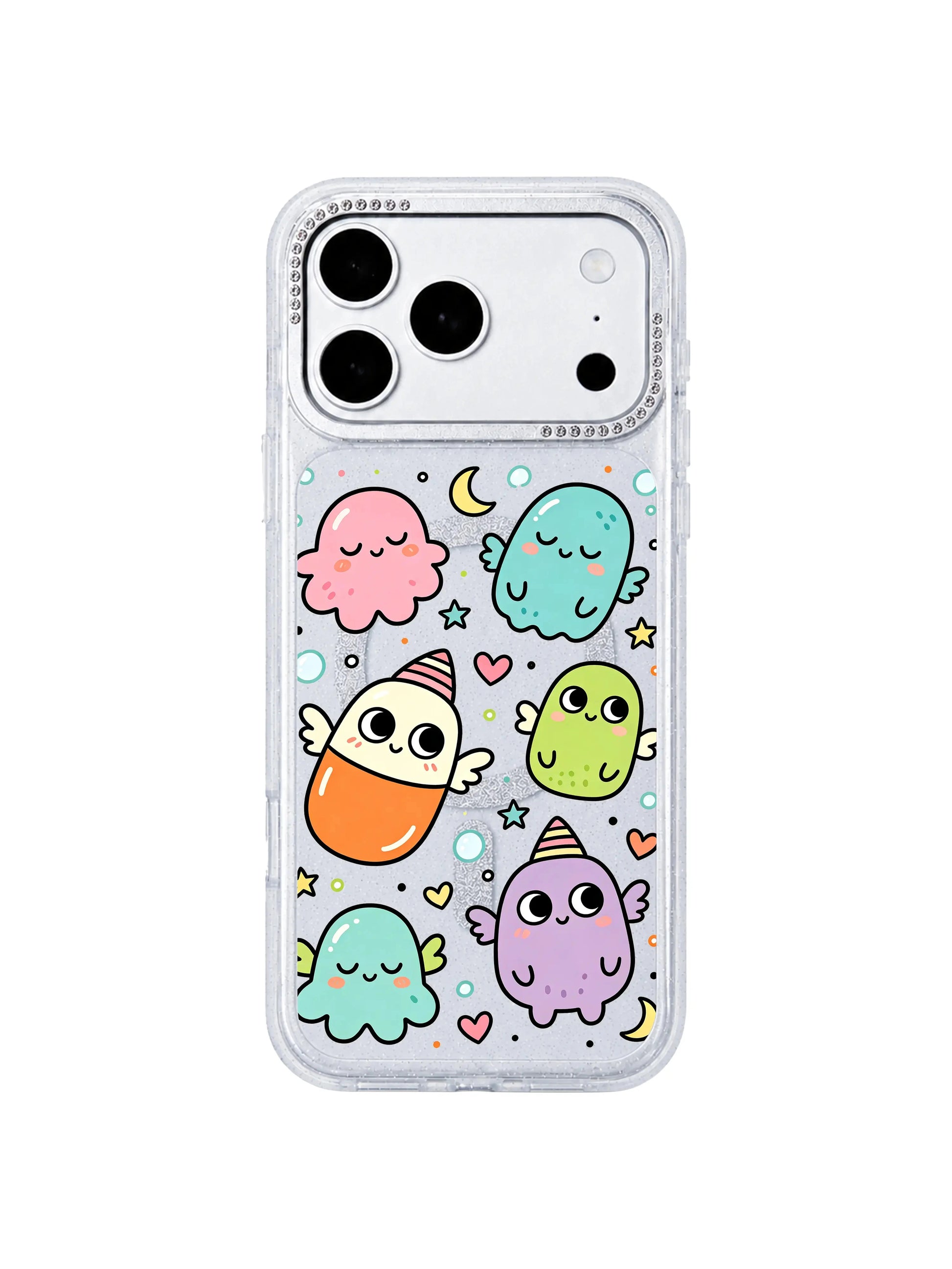 PhoneCasing full series group collection front page display Little Monster Daydream iPhone 17 Pro Max casing, complete lineup of sleepy winged ghost monster doodle protective cases for iPhone 17 Pro Max