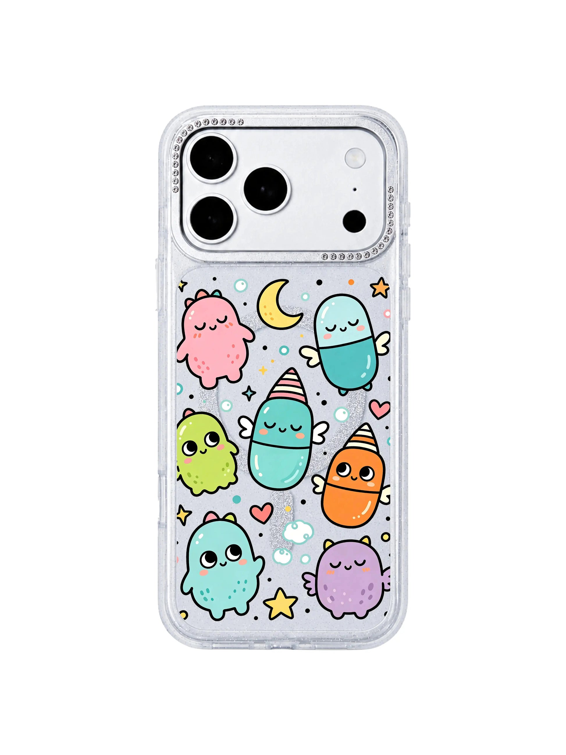 PhoneCasing horizontal full sleepy monster grid layout homepage banner Little Monster Daydream iPhone 17 Pro Max case, peaceful night doodle art casing exclusive to PhoneCasing store