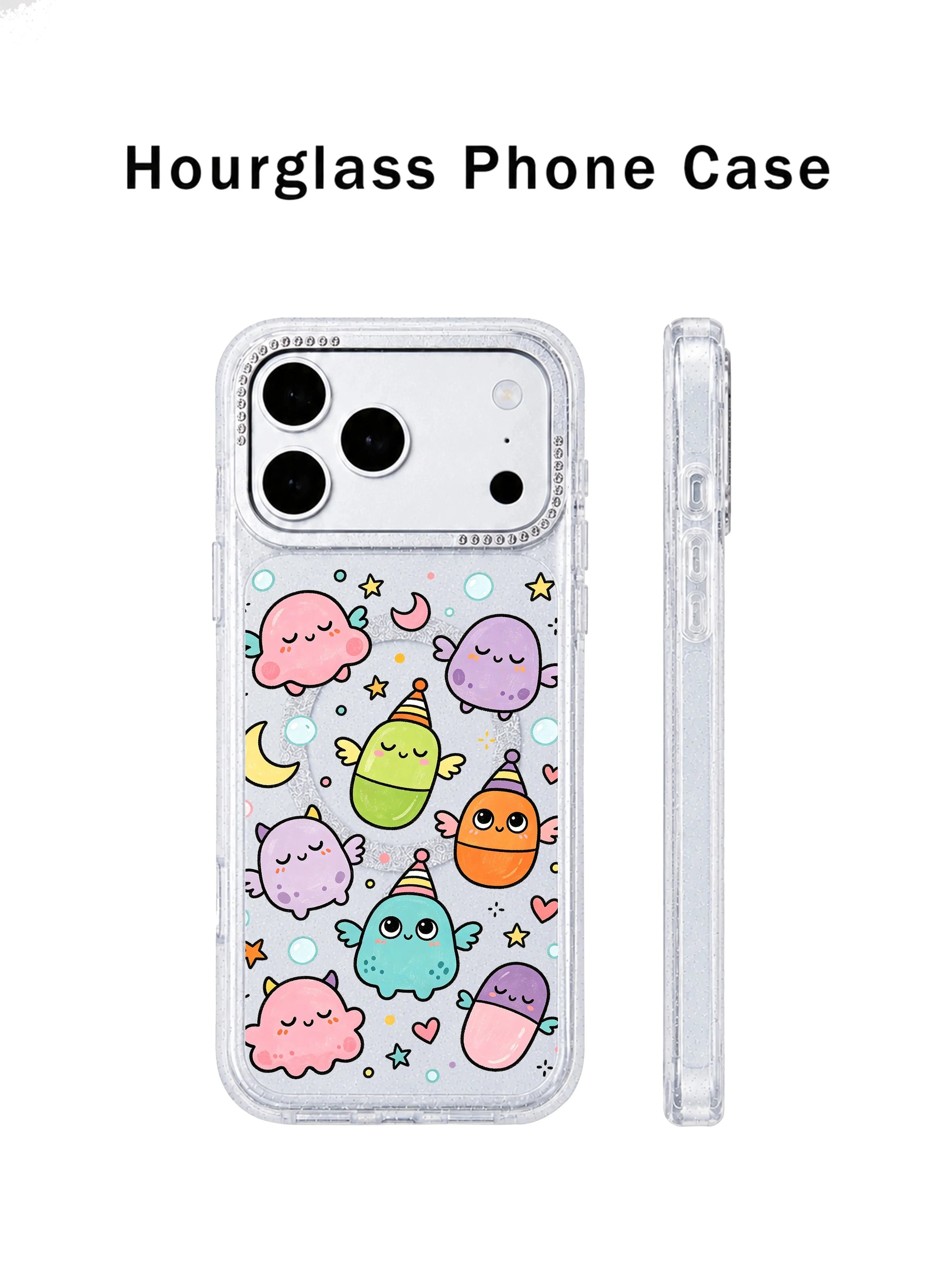 PhoneCasing crystal rhinestone camera trim main banner for Little Monster Daydream iPhone 17 Pro Max case, premium shockproof artist-designed casing featured on store homepage
