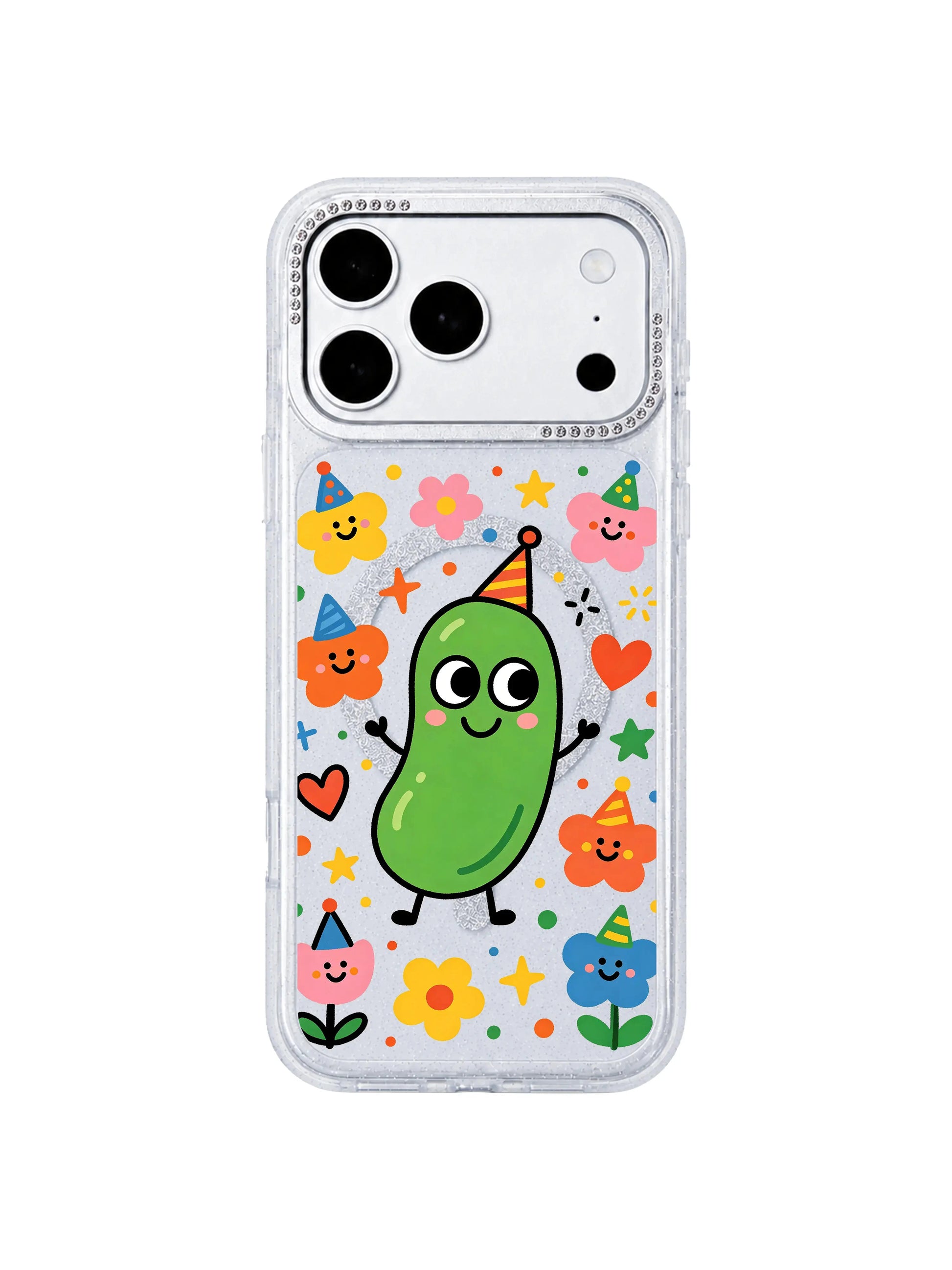 PhoneCasing wide horizontal category banner with full Pickle Spring Collection pattern grid on iPhone 17 Pro Max case, complete layout of varied floral pickle variants for iPhone 17 Pro Max casing collection landing page