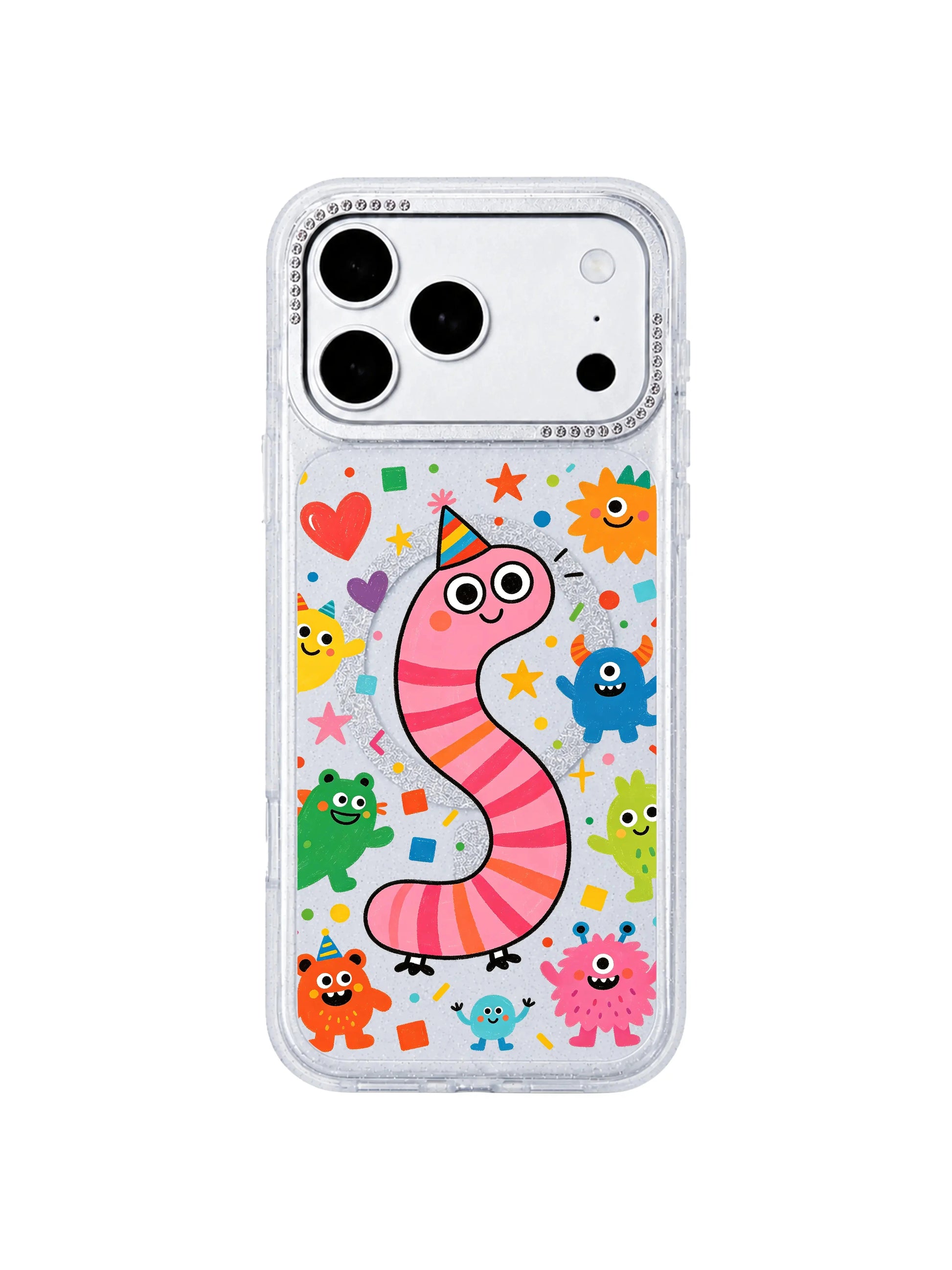 phonecasing-milo-popkins-pink-worm-birthday-iphone-17-pro-max-hidden-magsafe-ring-feature-closeup.