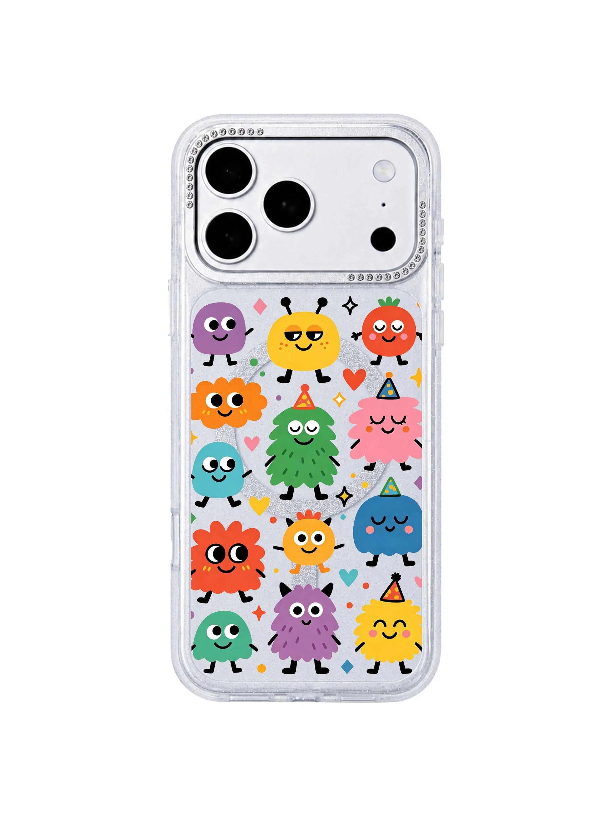 PhoneCasing crystal rhinestone camera trim main banner for Rainbow Eye Party iPhone 17 Pro Max case, premium shockproof artist-designed casing featured on store homepage