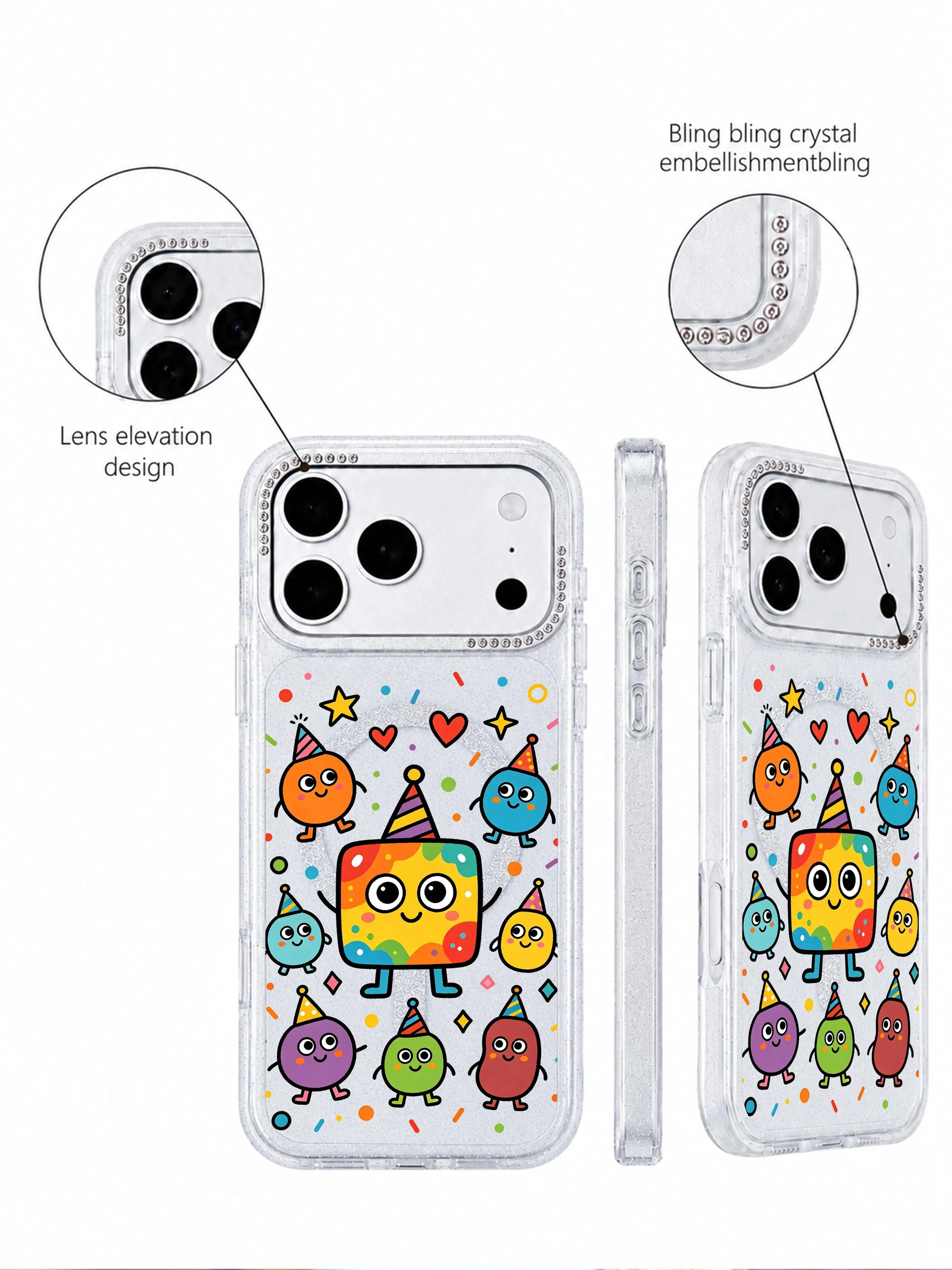 PhoneCasing brand trust graphic highlighting domestic California manufacturing for Rainbow Square Monster Self Love iPhone 17 Pro Max case, locally printed limited artist collaboration wearable art asset iPhone 17 Pro Max protective casing