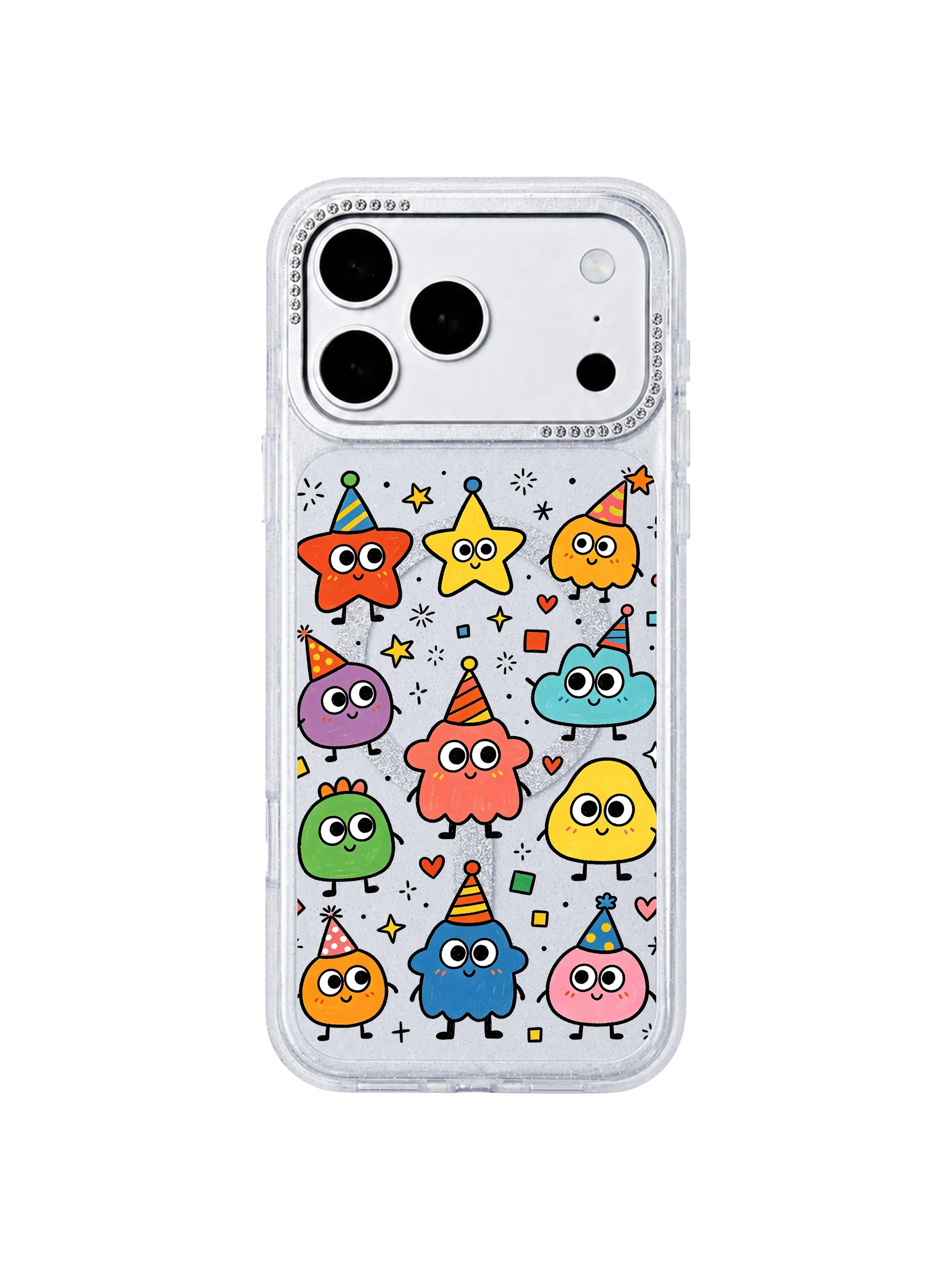 PhoneCasing gift-ready flat lay Star Hat Club iPhone 17 Pro Max case, whimsical party-themed casing perfect as bridesmaid gift for iPhone 17 Pro Max art lovers