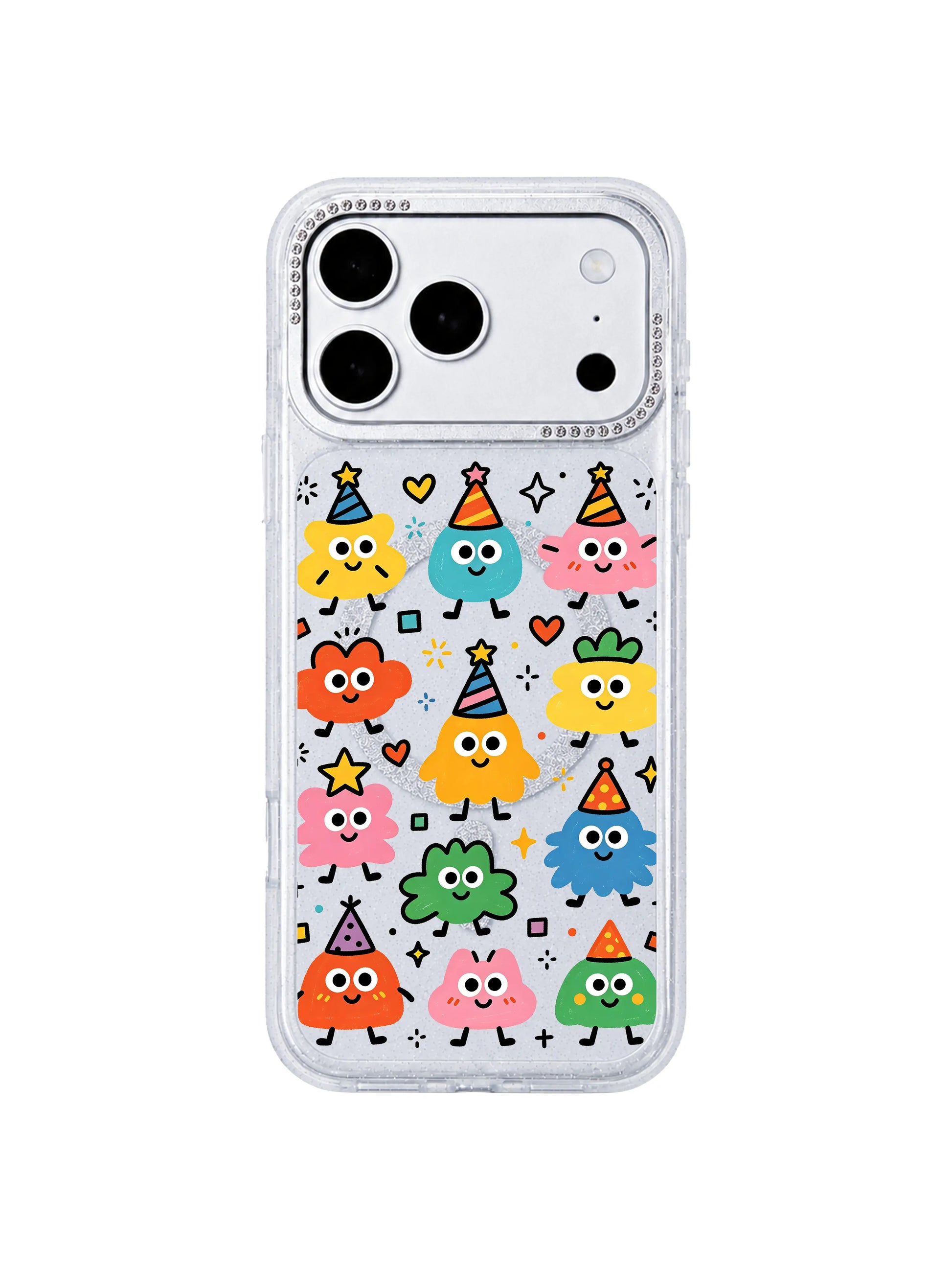 PhoneCasing outdoor street lifestyle shot female model holding Star Hat Club iPhone 17 Pro Max casing, gift-ready artist collab case for iPhone 17 Pro Max users