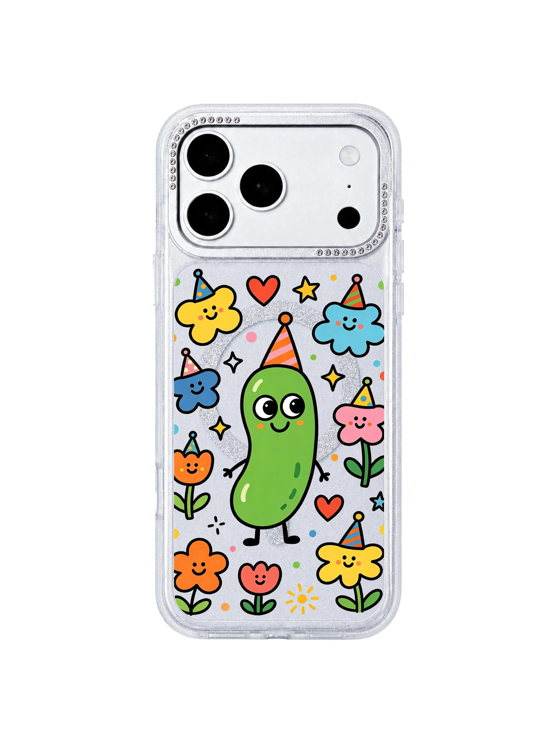 PhoneCasing neutral linen gift flat lay of Whimsical Spring Pickle iPhone 17 Pro Max case, warm seasonal design ideal for birthday and spring holiday gift searches for iPhone 17 Pro Max casing shoppers
