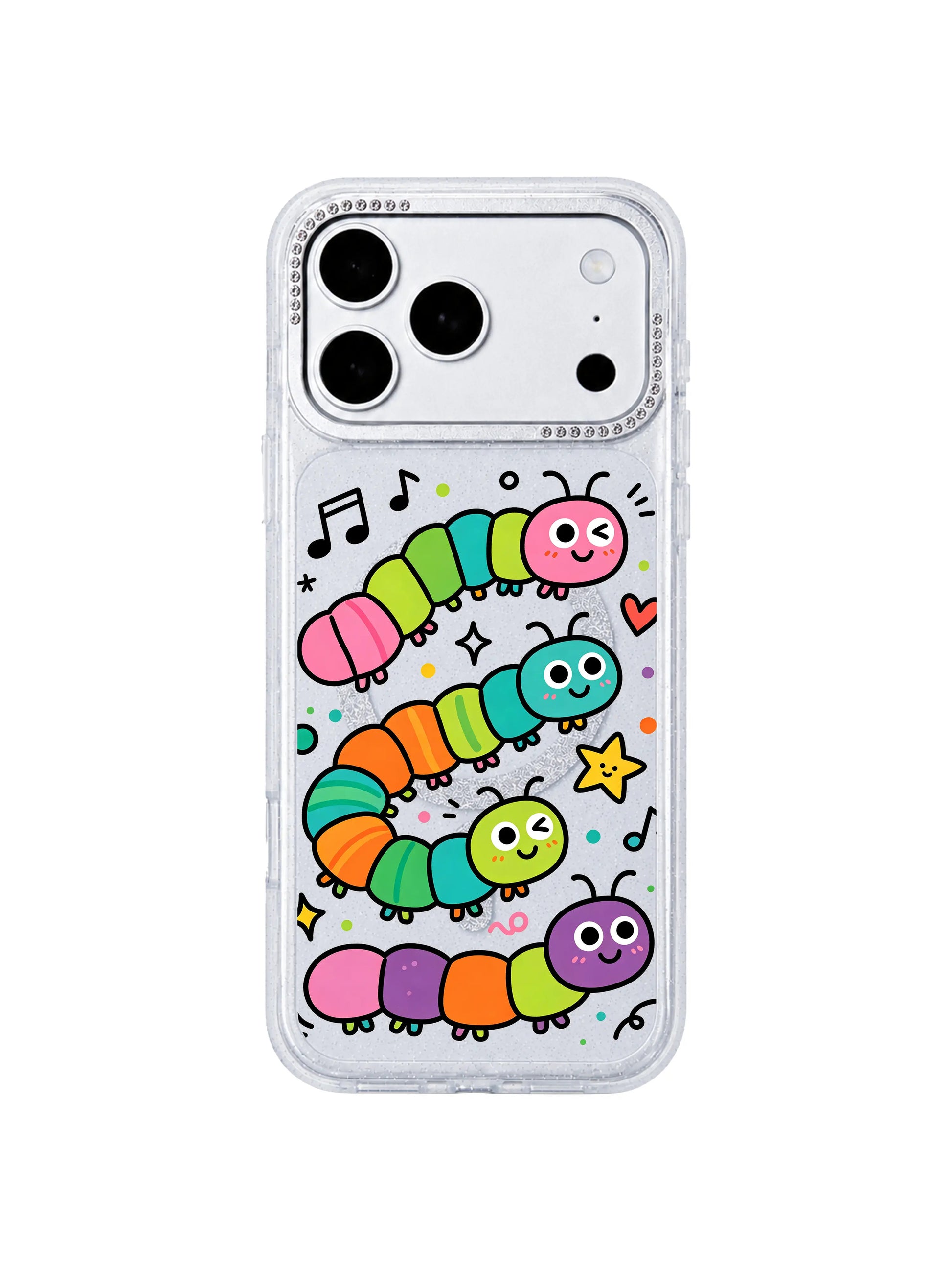 PhoneCasing crystal rhinestone camera trim main banner for Wink Caterpillar Band iPhone 17 Pro Max case, premium shockproof artist-designed casing featured on store homepage