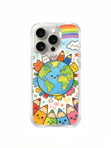 PhoneCasing iPhone 16 Pro Case featuring Milo Yun’s whimsical Color Pencil Planet illustration, premium artist-collaborated art casing for women.
