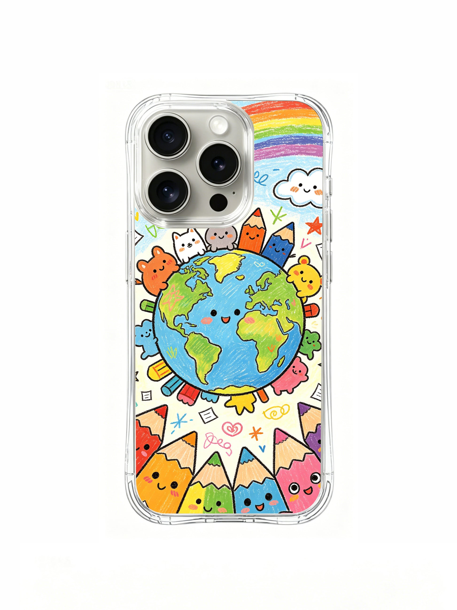 PhoneCasing iPhone 16 Pro Case featuring Milo Yun’s whimsical Color Pencil Planet illustration, premium artist-collaborated art casing for women.