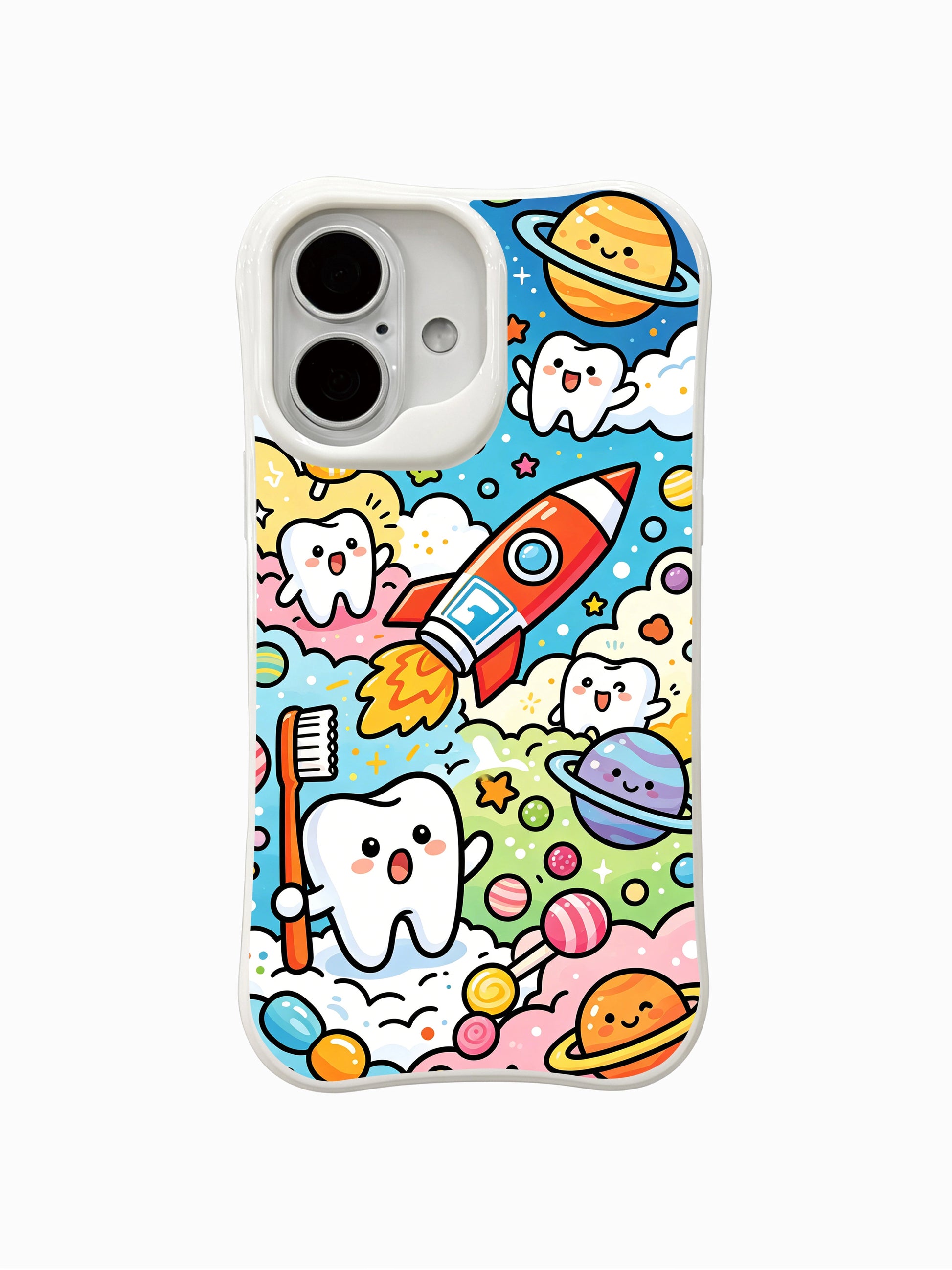 PhoneCasing exclusive artist collaboration iPhone 16 Plus Case, featuring Milo Yun’s Ice Cream Valley Residents with cute dessert characters and whimsical candy art.