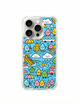 Raindrop City artwork on an iPhone 16 Pro case