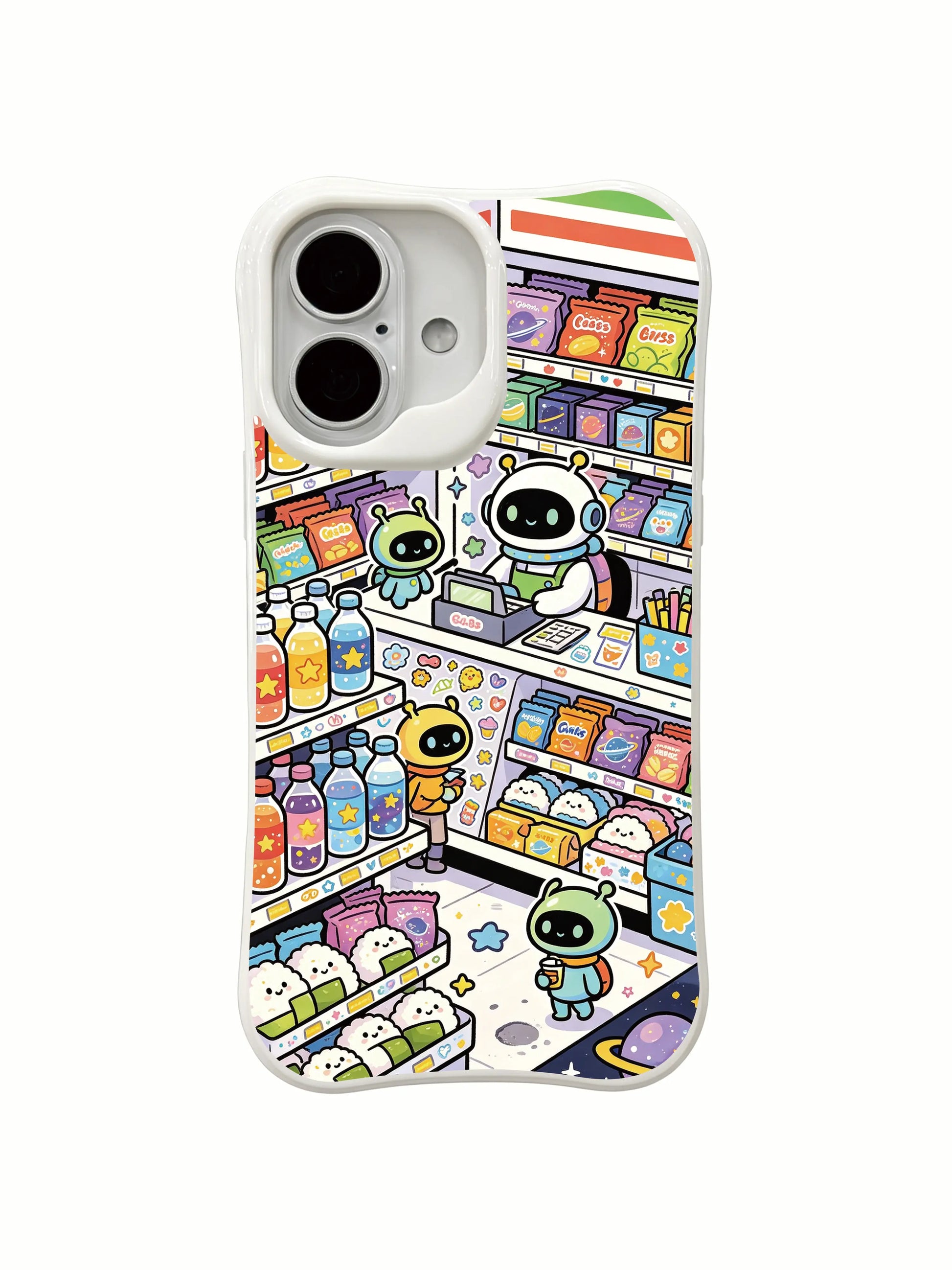 PhoneCasing mini alien community iPhone 16 Plus Case, exquisite wearable fine art for iPhone 16 Plus.