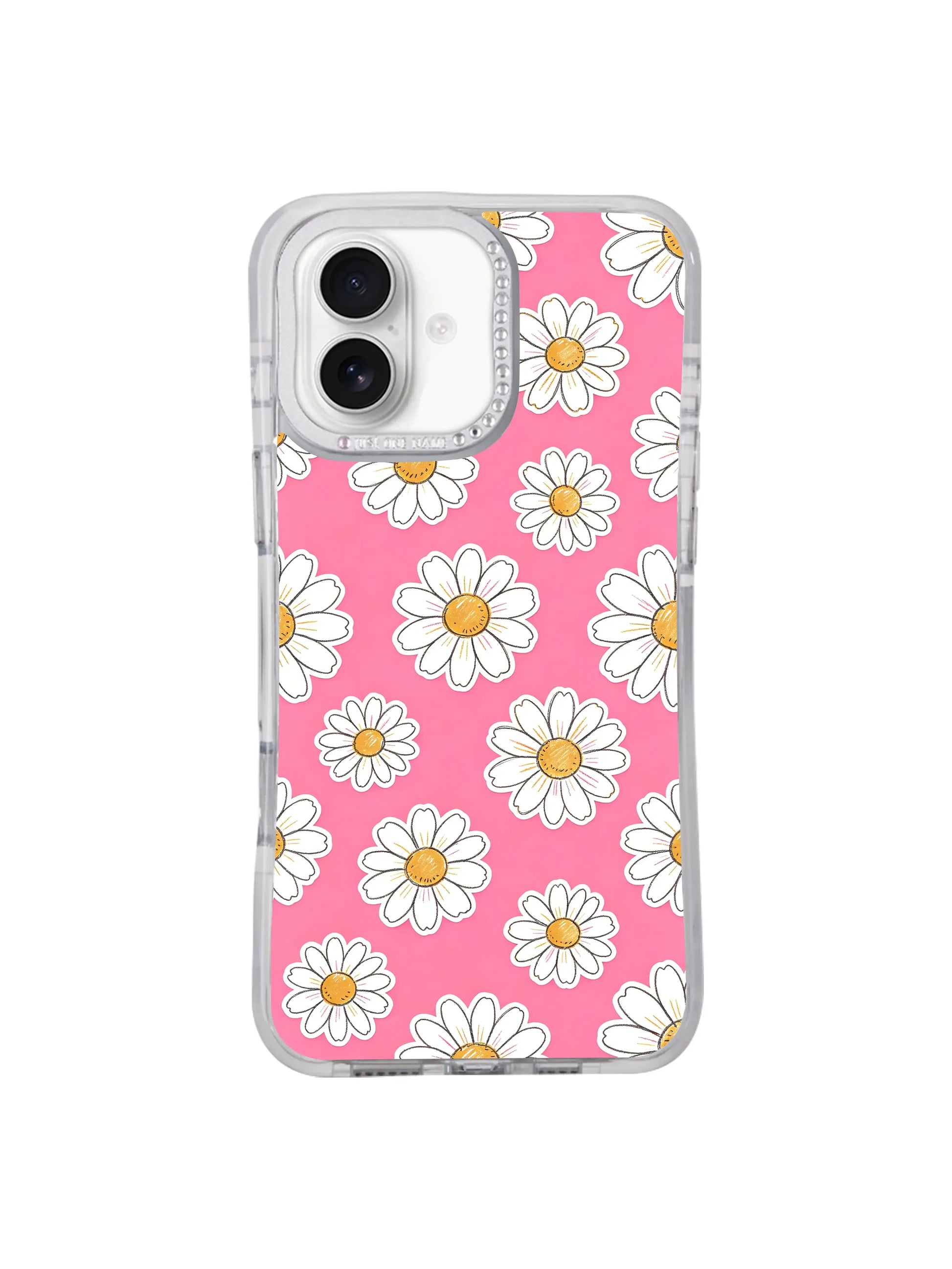 PhoneCasing minimalist joyful botanical iPhone 17 Air casing Pink Joy Daisy Field, Solea Meadow’s free-form daisy artwork symbolizing lighthearted happiness and effortless girly charm, slim lightweight premium wearable art casing.
