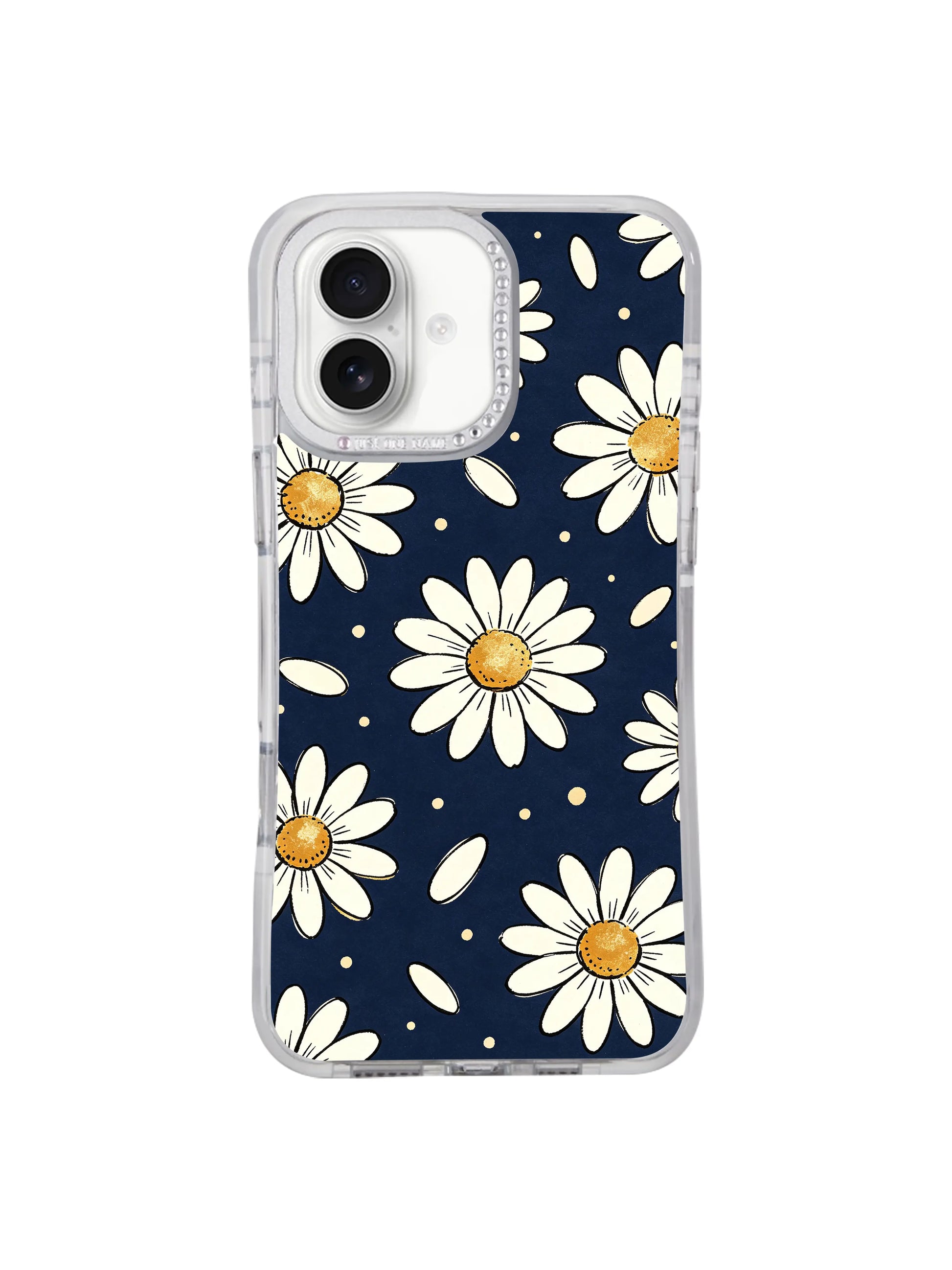 PhoneCasing minimalist emotional botanical iPhone 17 Air casing Midnight Daisy Drift, Solea Meadow’s floating daisy artwork symbolizing calm, hope and gentle self-companionship, slim lightweight premium casing.