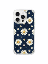 PhoneCasing iPhone 16 Pro Max Case with hand-drawn navy blue daisy art from Mira Bloomwell’s exclusive collection, perfect for cottagecore lovers.