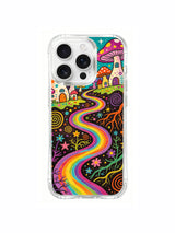 Mixed spotted fungi across a meadow artwork on an iPhone 16 Pro Max case