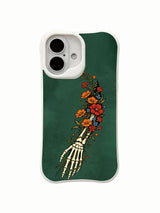 PhoneCasing moody deep emerald goth wearable flora iPhone 16 Case, boho dark art everyday slim-fit illustrated iPhone 16 casing