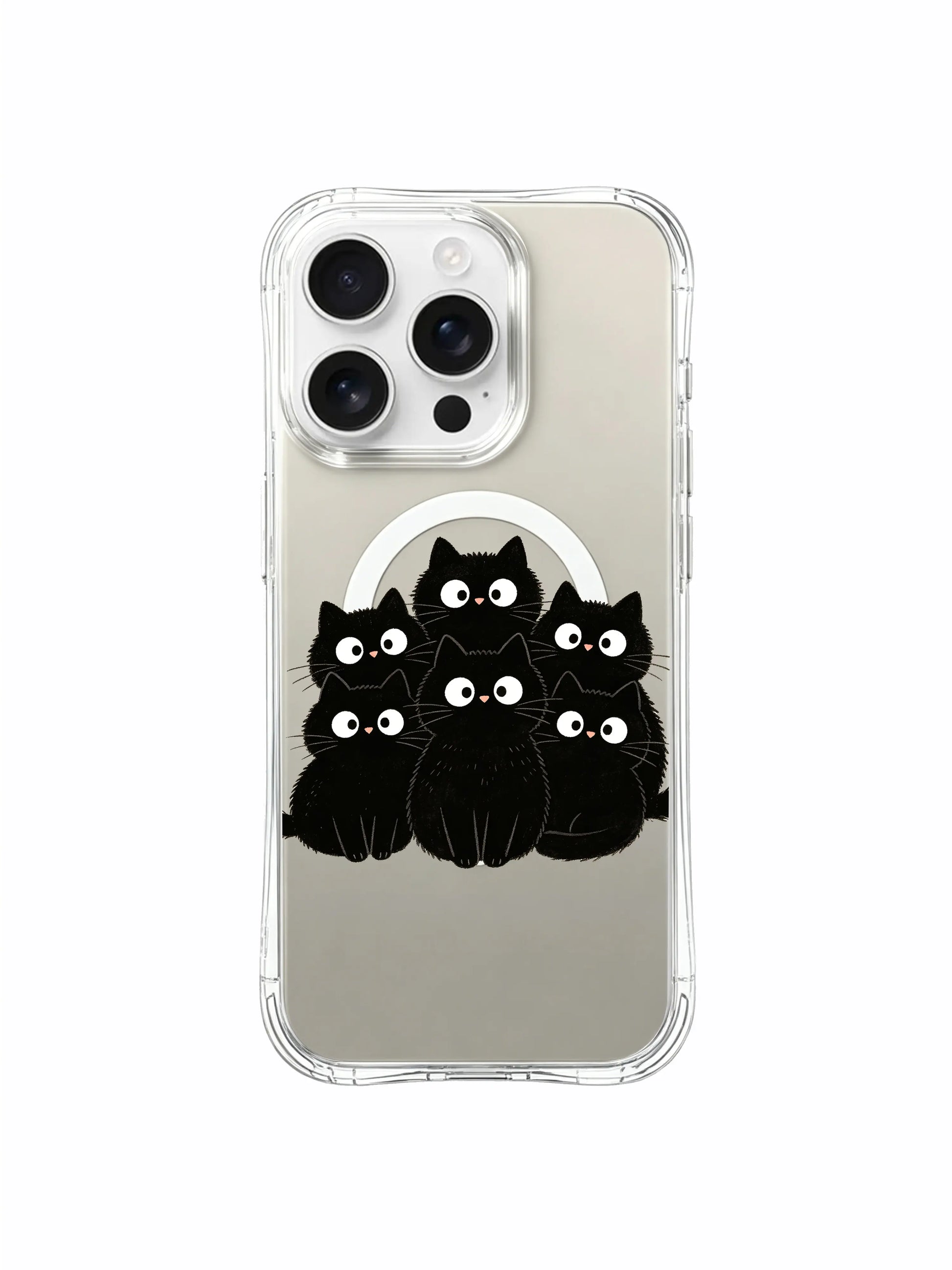 PhoneCasing iPhone 16 pro max MagSafe case with black cats, whimsical art that adds personality to your device.