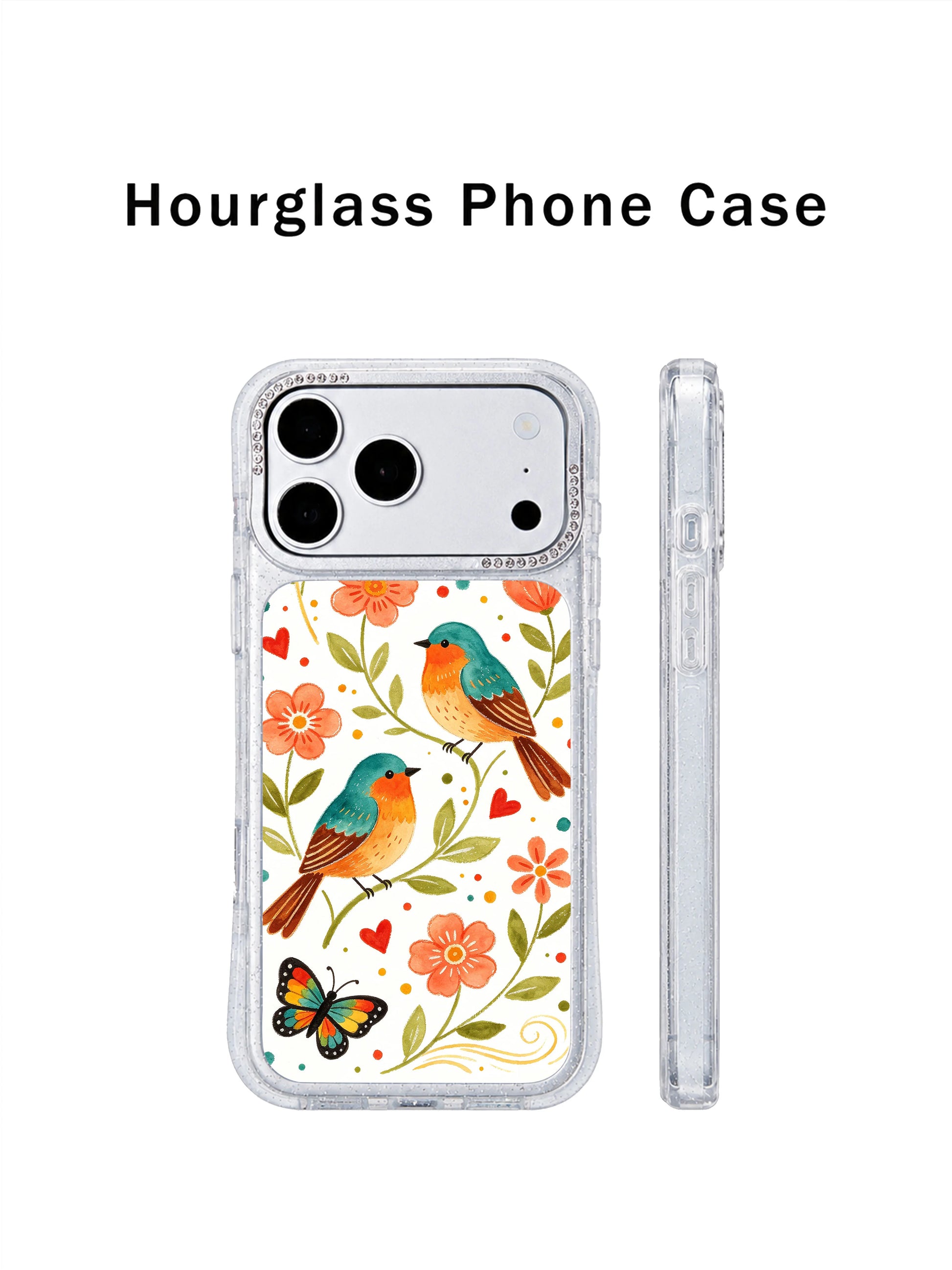 PhoneCasing unique birthday gift iphone 17 pro Max casing featuring Aurelia Finch’s bright Morning Wind Bird Garden bird and butterfly artwork.