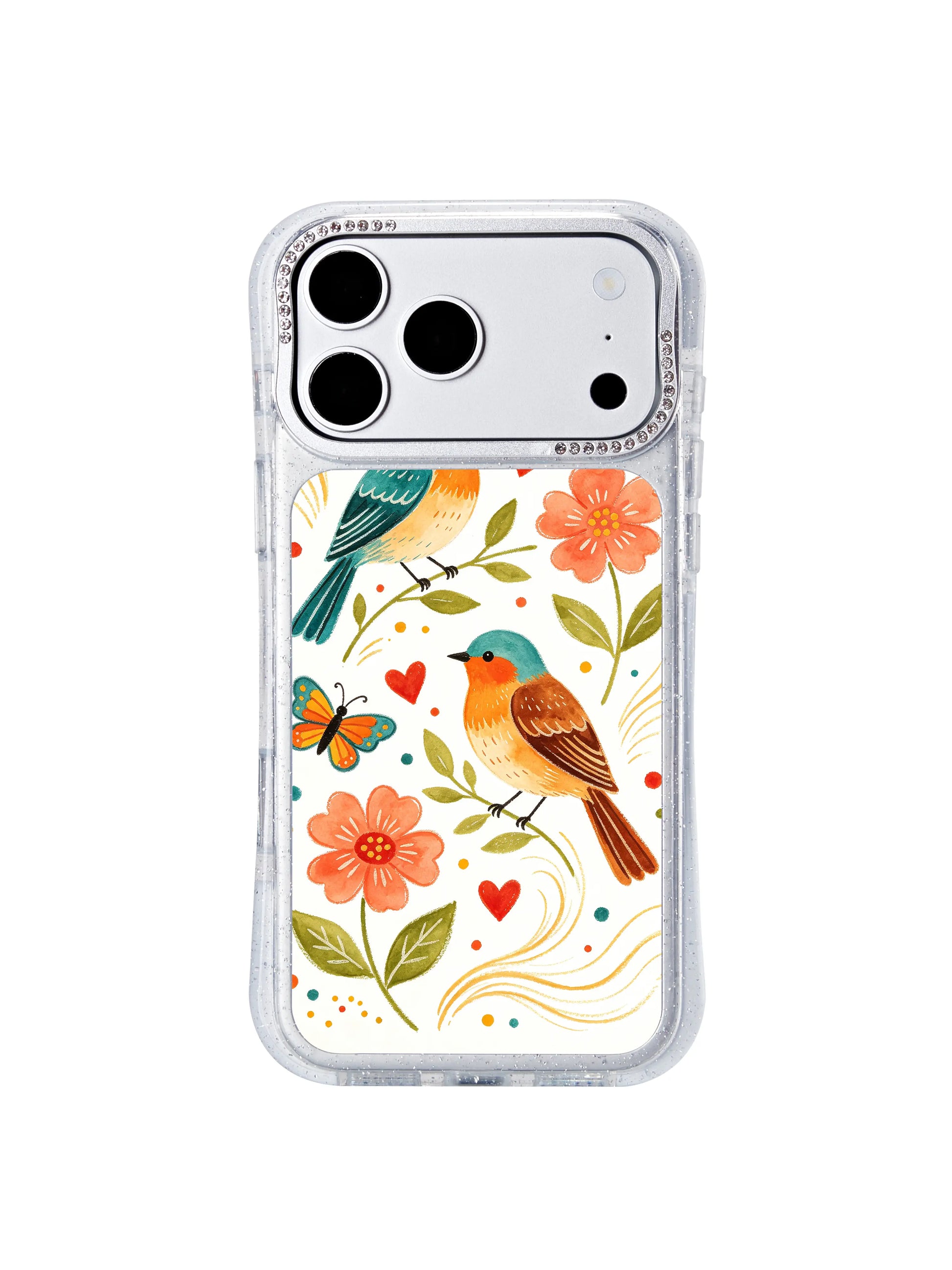PhoneCasing uplifting hopeful iphone 17 pro Max case showing two flying birds from Aurelia Finch’s Morning Wind Bird Garden folk series.