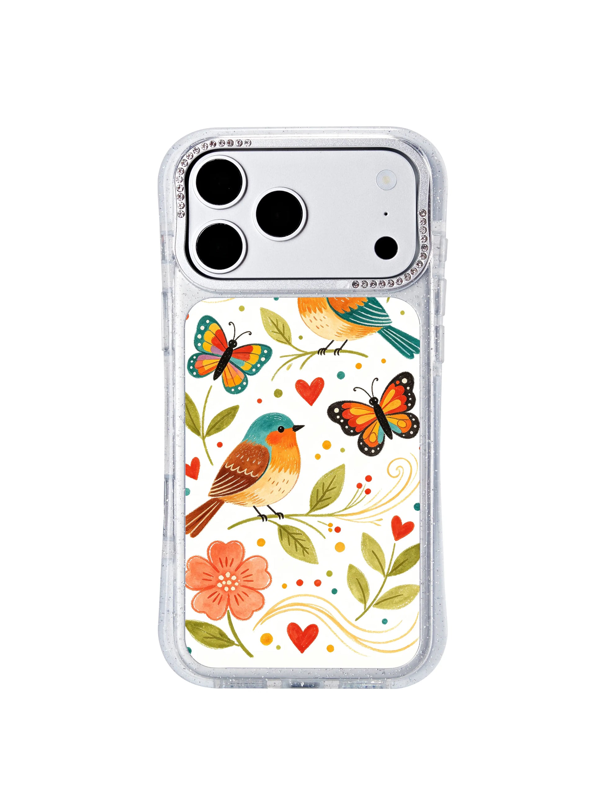 PhoneCasing cozy cottagecore aesthetic iphone 17 pro Max case from Aurelia Finch’s Morning Wind Bird Garden collection, warm whimsical garden details.