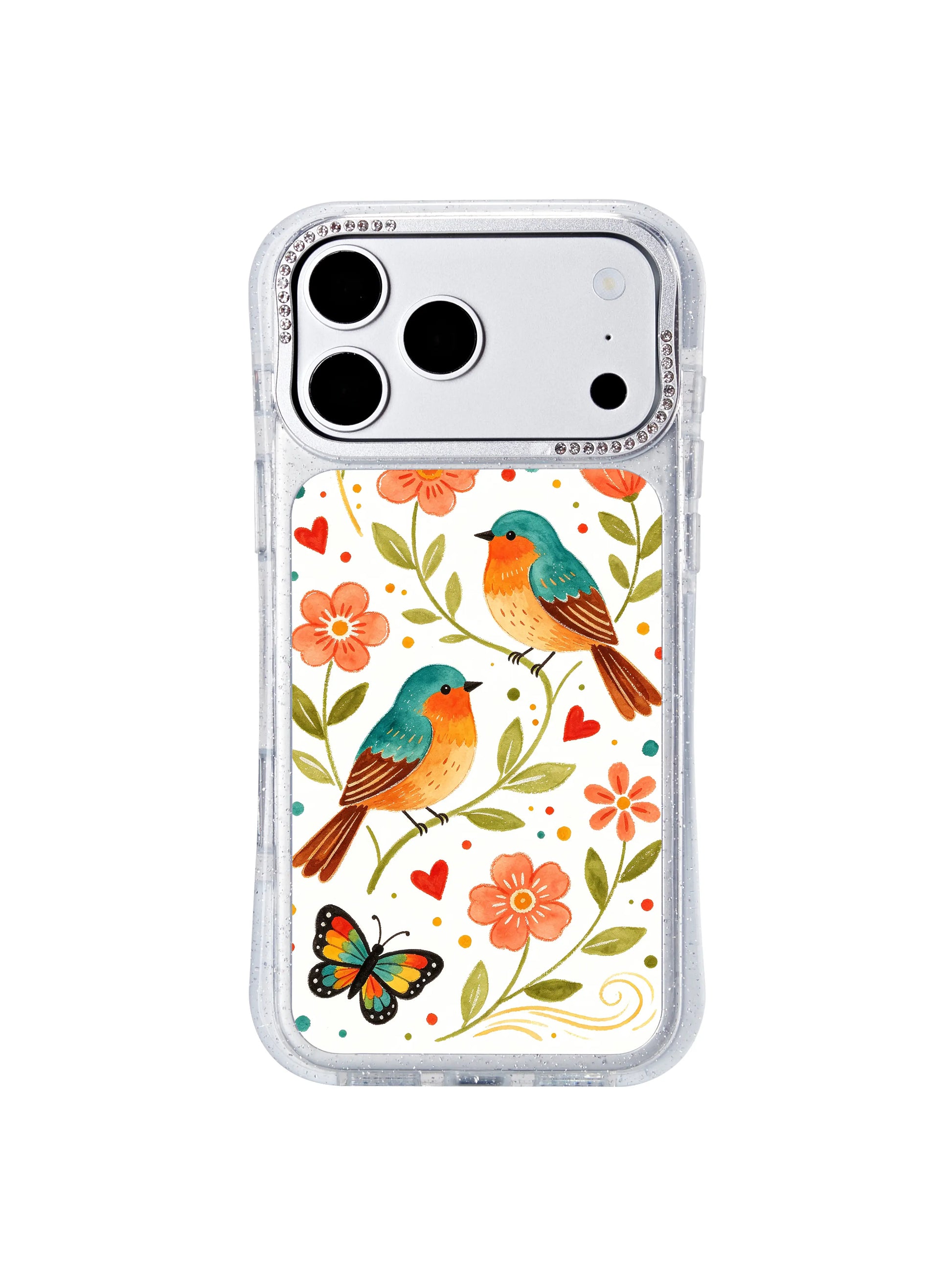 PhoneCasing gallery quality printed iphone 17 pro Max case with Aurelia Finch’s floral Morning Wind Bird Garden illustration, true-to-original hand-drawn color reproduction.