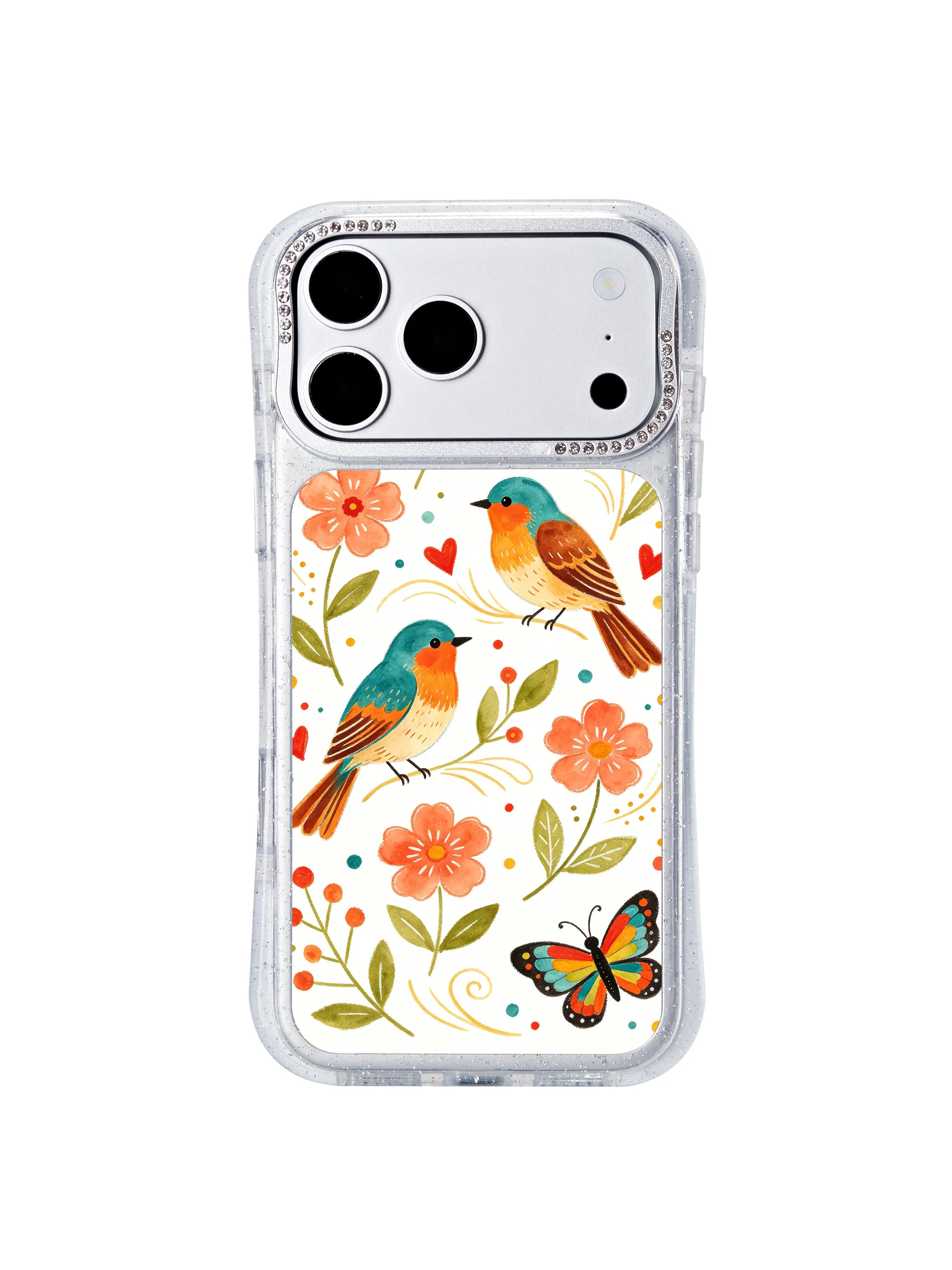 PhoneCasing California-made iphone 17 pro Max case with Aurelia Finch’s Morning Wind Bird Garden design, archival ink for long-lasting fade resistance.