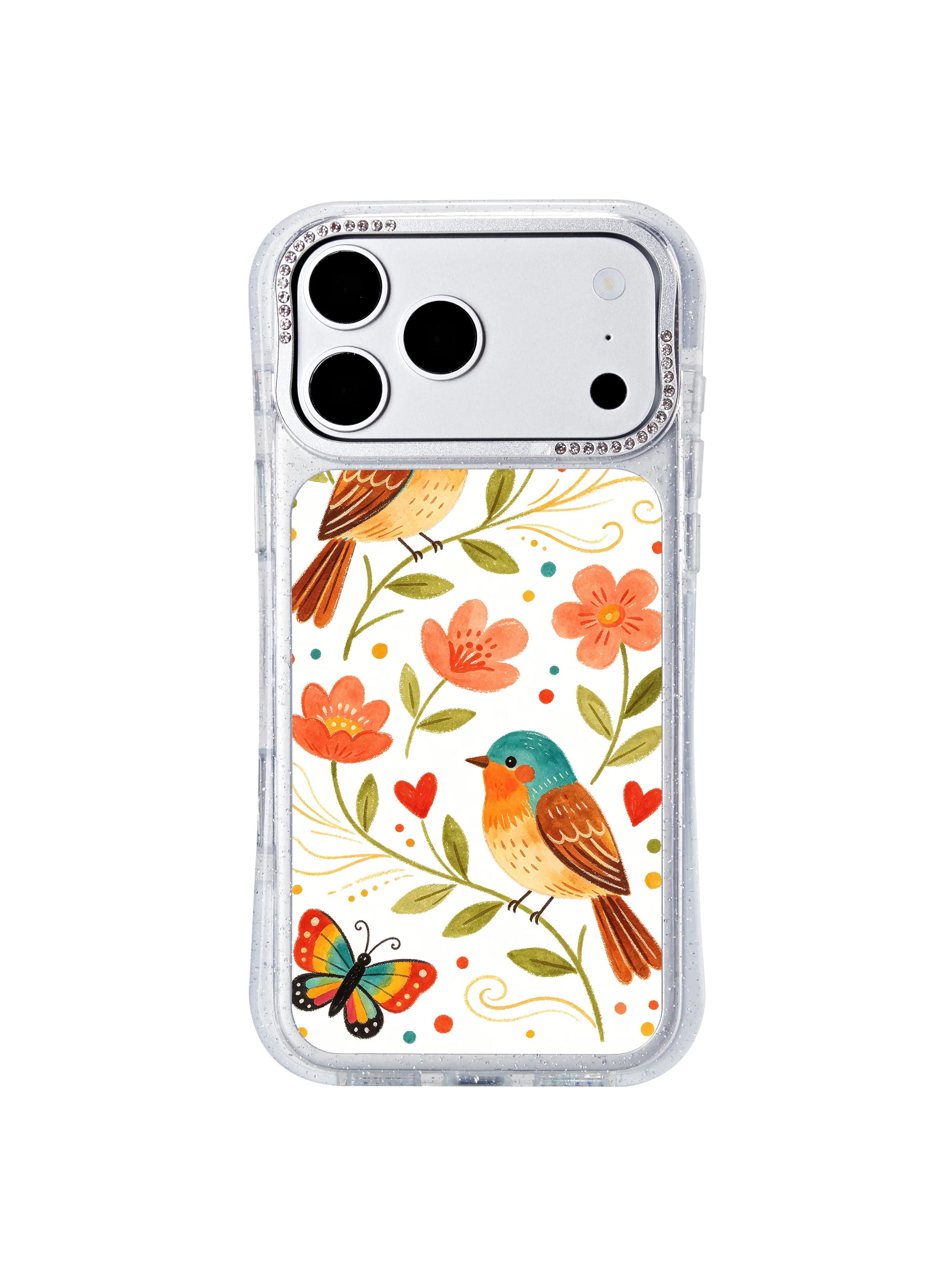 PhoneCasing MagSafe compatible iphone 17 pro Max case with Aurelia Finch’s Morning Wind Bird Garden artwork, precision cut for full magnetic function.