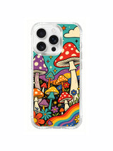 Tiered mushroom floral valley artwork on an iPhone 16 Pro Max case