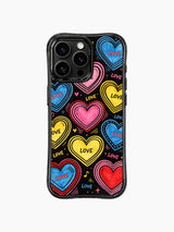 Multi Layer Outline Heart Retro Radio Pop görseli içeren iPhone 13 Pro Max kılıfı