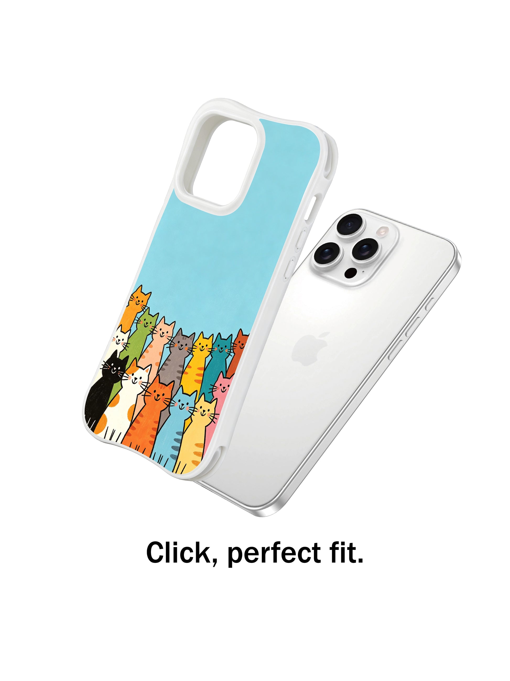 PhoneCasing iPhone 16 Pro Max with Multicolor Feline Gathering design, playful cats in a rainbow of hues coming together like a cheerful chorus.