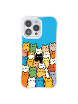 PhoneCasing iPhone 16 pro max scratch-resistant case with a troupe of colorful cats, a whimsical take on a classic group photo.
