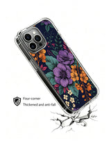 PhoneCasing iPhone 16 Pro Max Case showcasing mystic floral elegance by Elias Nocturne. Purple peonies and golden blooms, aesthetic illustrated case for everyday use.