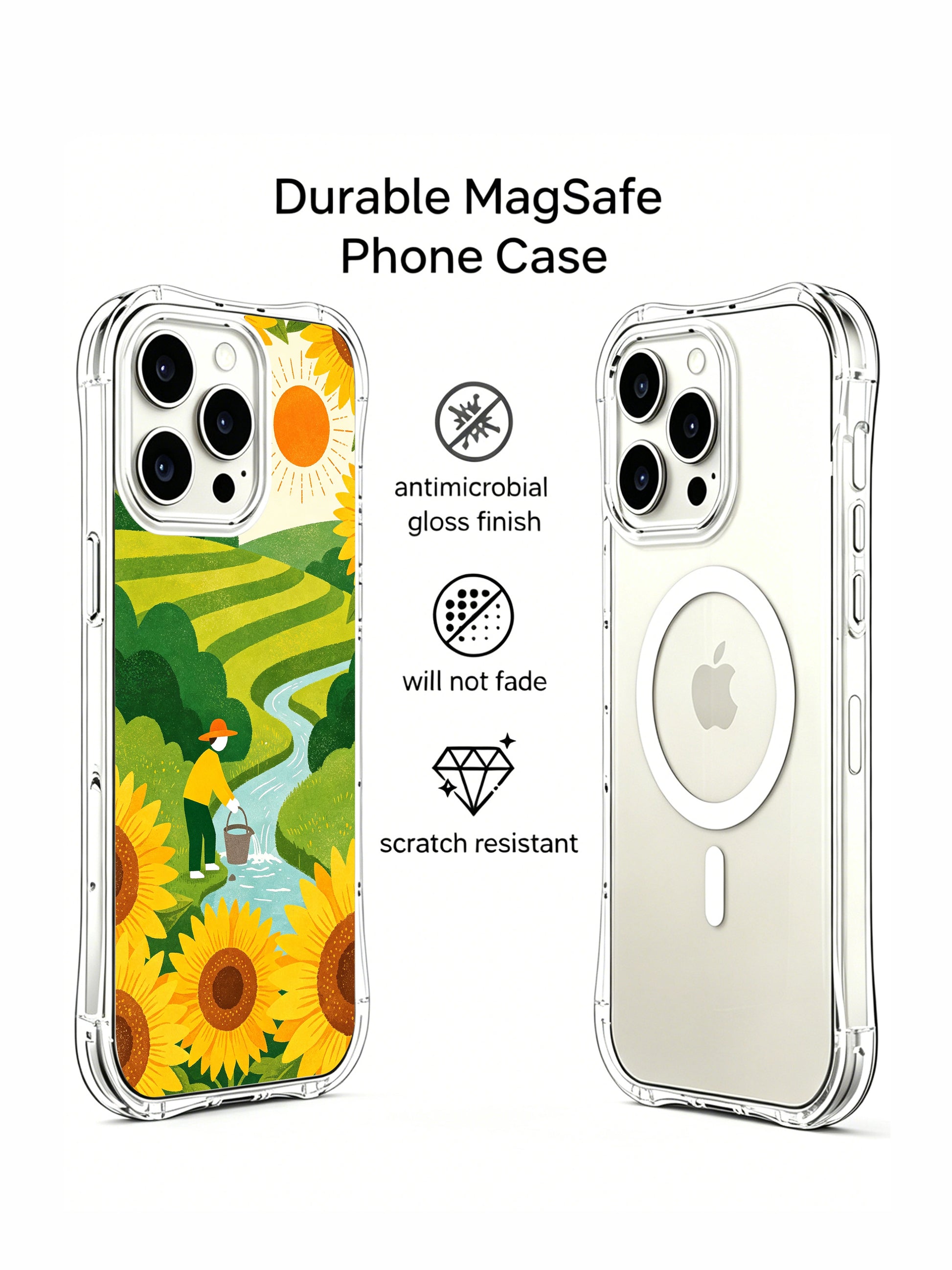 PhoneCasing Naive Art Sunflower iPhone 15 Pro Max Case, exclusive artist collab luxury case