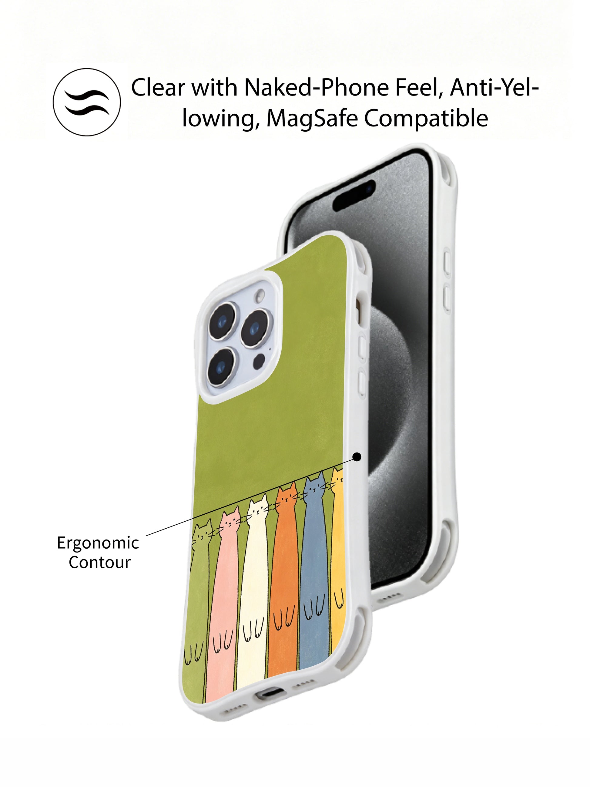 PhoneCasing iPhone 16 Pro Max featuring Natural Charm Cats, colorful felines blending serene forest calm with light, playful energy.