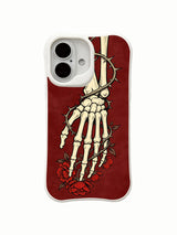Burgundy Thorn Bloom Path gothic composition on an iPhone 16 case