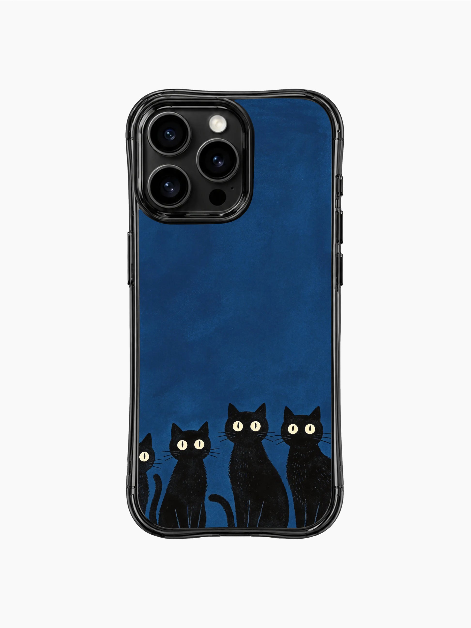 PhoneCasing iPhone 16 pro max anti-yellowing case with night guardians cat art, exclusive illustration from artist Mimi Colorfield.