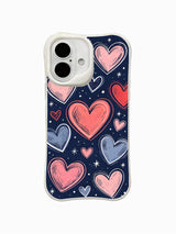 Night Heart Doodles artwork on an iPhone 16 Plus case