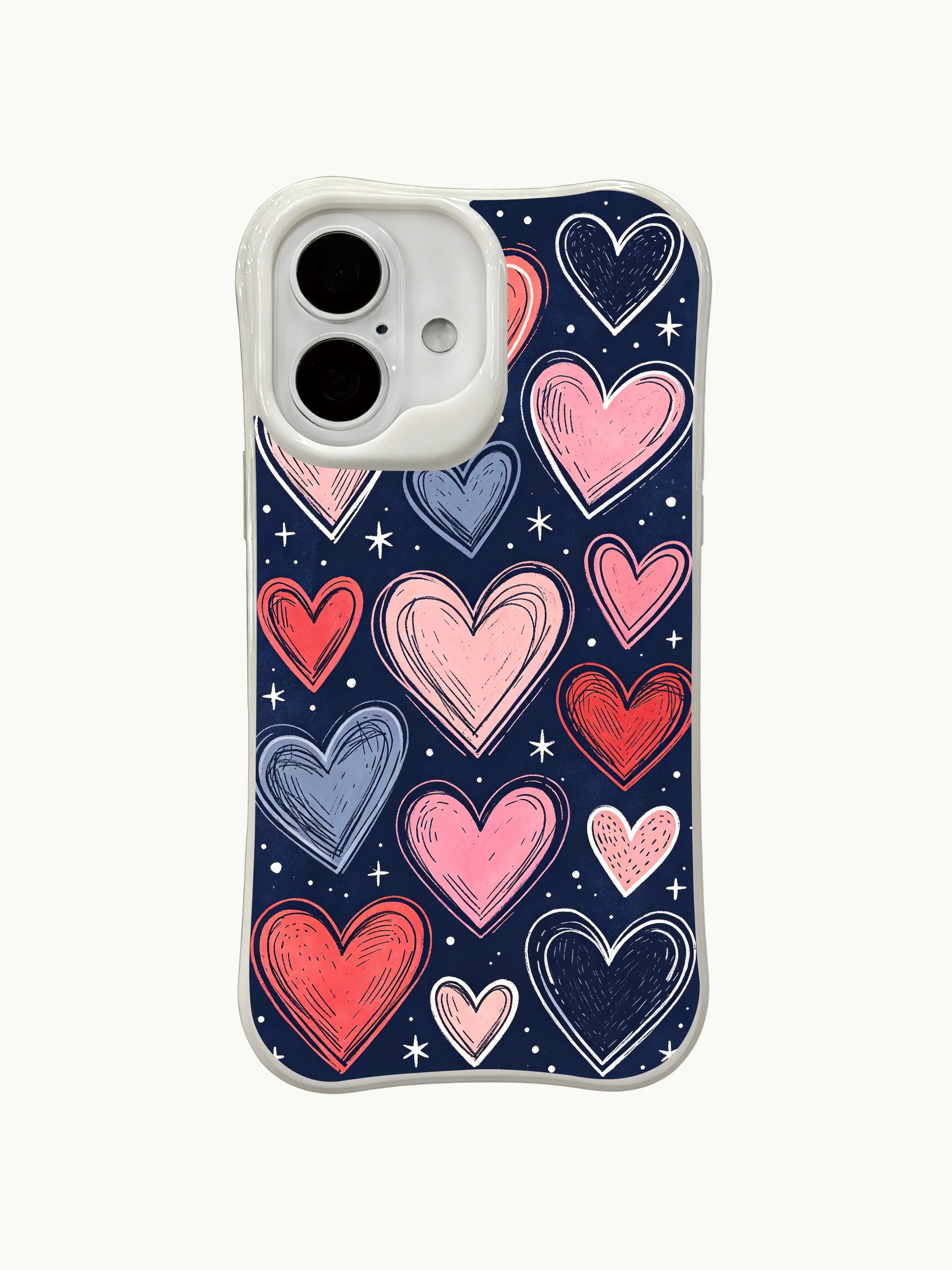 PhoneCasing night sky love art iPhone 16 plus case, heartfelt doodle design celebrating love and joy in a magical setting.