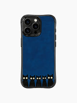 PhoneCasing iPhone 16 pro max protective case with night station feline art, a peaceful scene of black cats standing together.