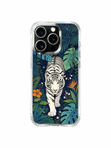 Gece ormanında beyaz Bengal kaplanı görselli iPhone 13 Pro kılıfı