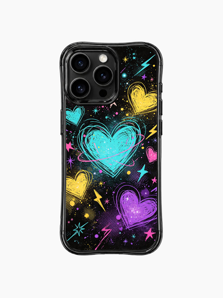 Scribble Heart Galaxy Art Retro iPhone 13 Pro Max Case - Cute Aesthetic