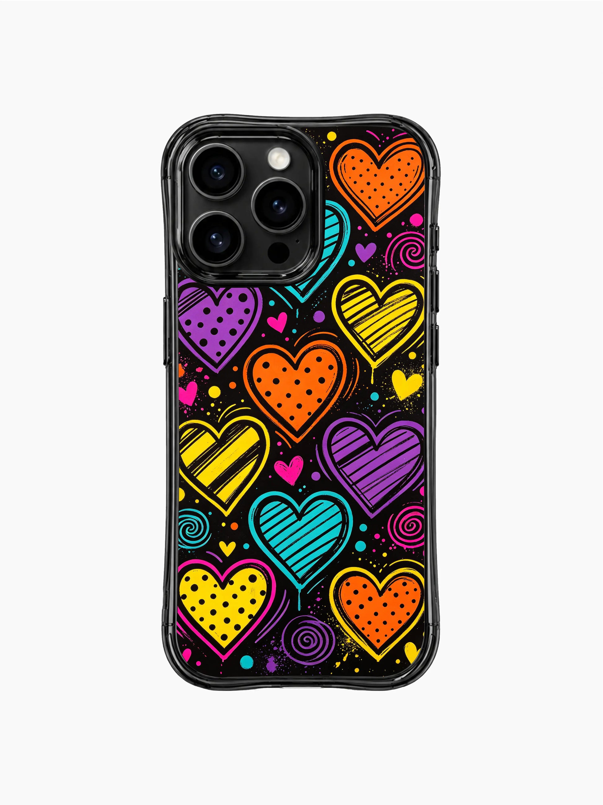 PhoneCasing iPhone 13 Pro Max casing from Nova Heartwell Electric Heart Parade series, street romance neon heart doodle everyday phone cover.