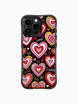 PhoneCasing iPhone 13 Pro Max cover original Nova Heartwell Rainbow Heart Candy Shop design, whimsical layered rainbow candy heart doodle motif for sweet cute teen and young women casing.