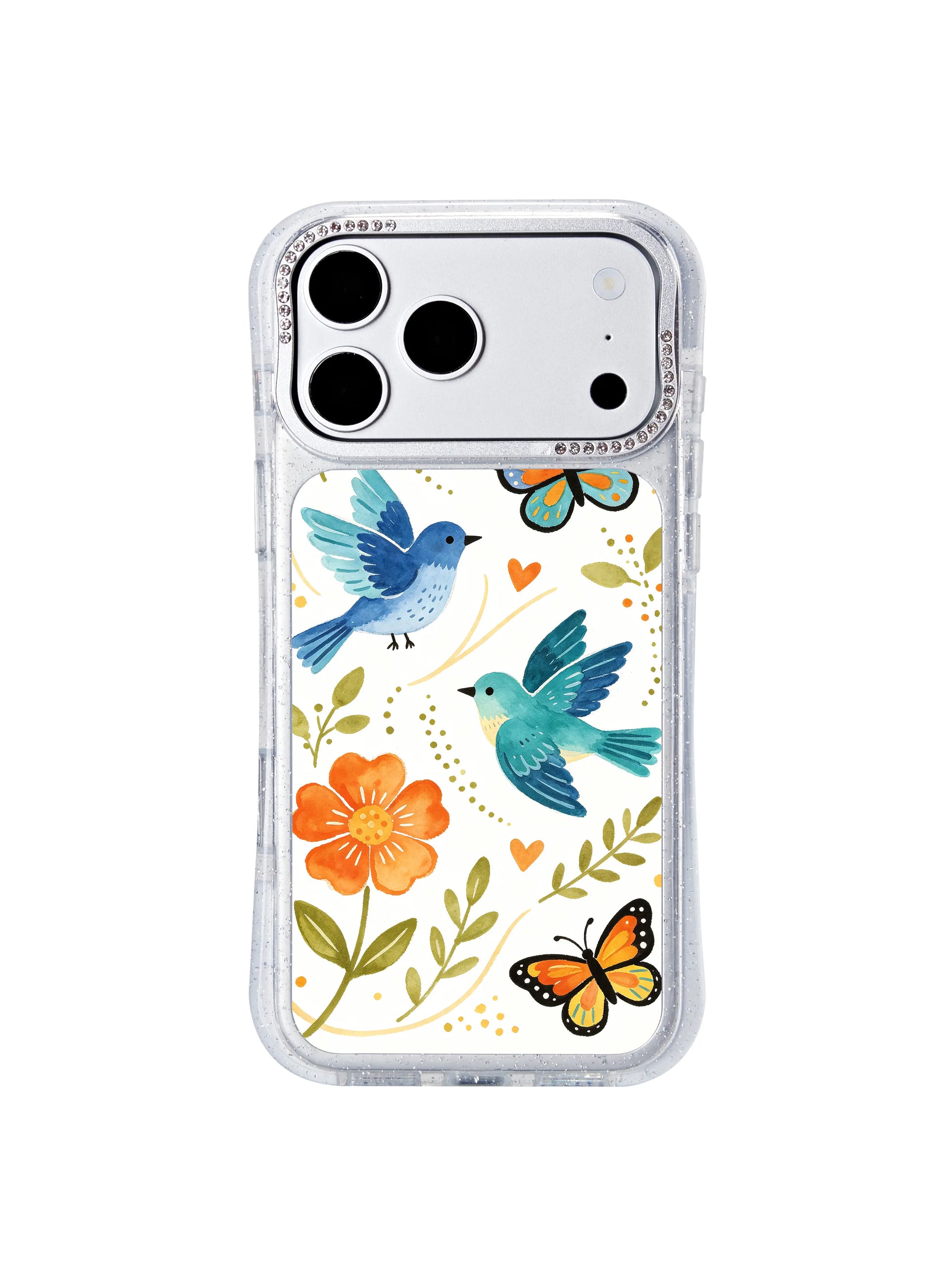 PhoneCasing cozy cottagecore aesthetic iphone 17 pro Max case from Aurelia Finch’s folk garden series, understated blossom and bird design for nature and quiet living lovers.