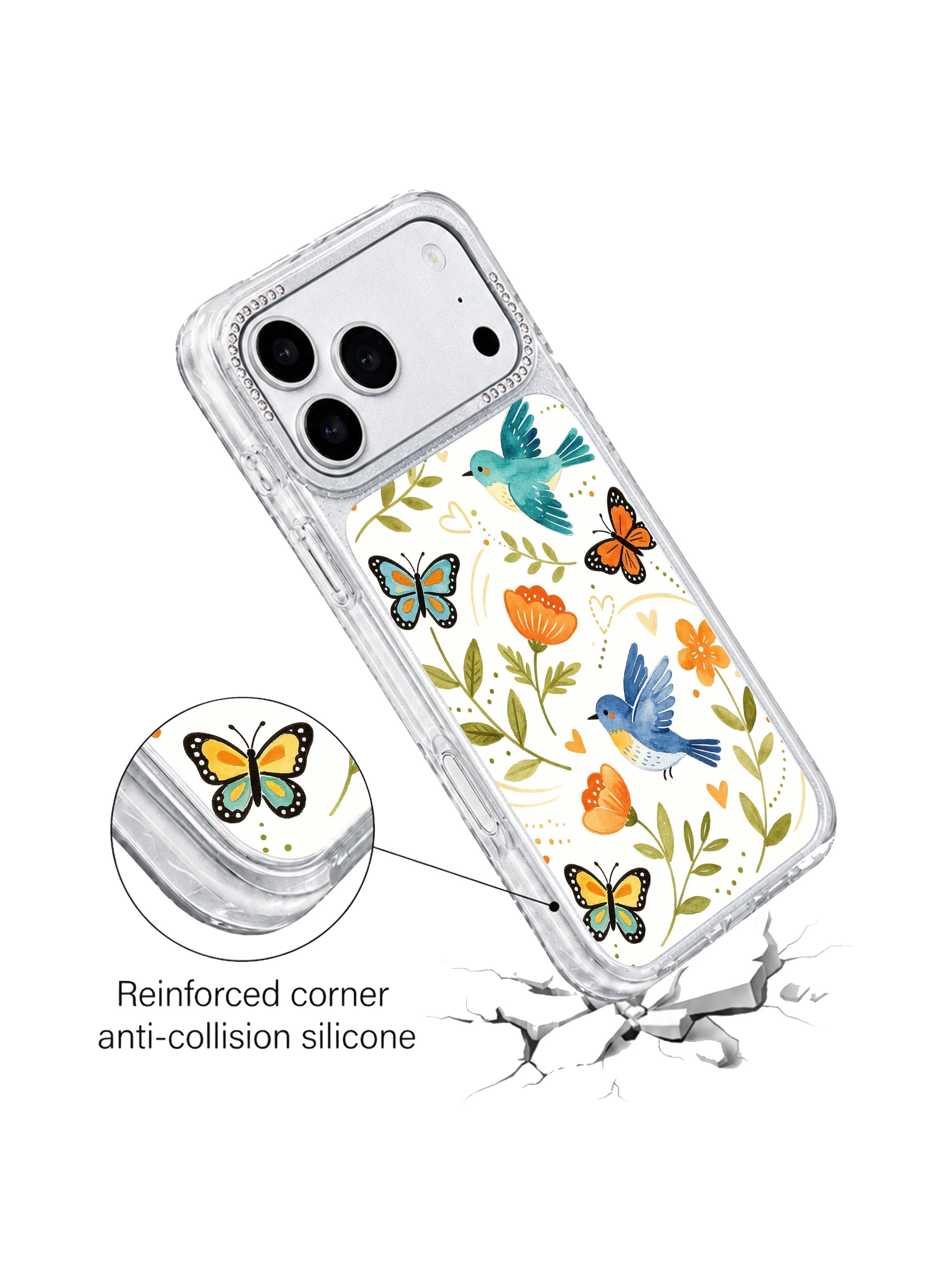 PhoneCasing charming floral bird folk art iphone 17 pro Max case from Aurelia Finch’s series, gentle flowing botanical motif with hand-drawn watercolor charm.