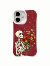 Organic wildflower and rose illustration on an iPhone 16 case