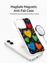 PhoneCasing Party Chalk Hearts Case for iPhone 16 Plus, a fun iPhone 16 plus casing with doodle hearts, stars, and confetti accents.