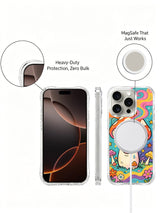 PhoneCasing iPhone 16 pro max Case, exclusive limited collab art casing with tiny sweat droplets dripping down tired mushroom stalk along lower border, deep speckled indigo night as base, UV-printed gallery printed anti-shock casing.